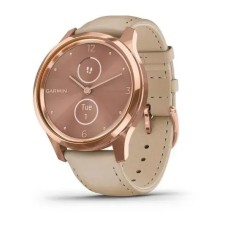 Смарт-годинник Garmin vivomove Luxe з рожево-золотистим корпусом та бежевим ремінцем