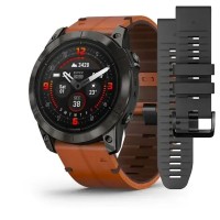 Смарт-годинник Garmin epix Pro Gen 2 Sapphire Edition (51 мм) карбоново-сірий титановий DLC з каштановим шкіряним ремінцем