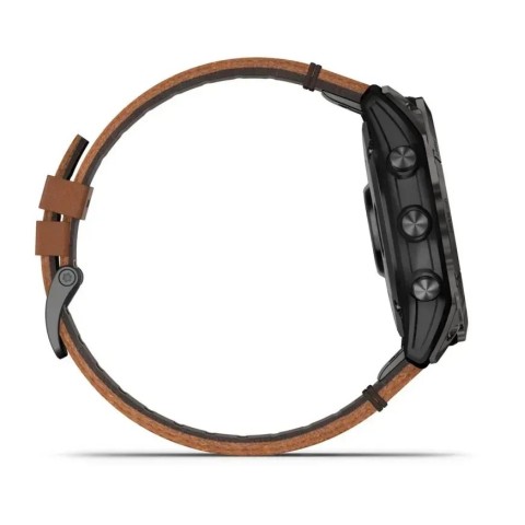 Смарт-годинник Garmin epix Pro Gen 2 Sapphire Edition (51 мм) карбоново-сірий титановий DLC з каштановим шкіряним ремінцем