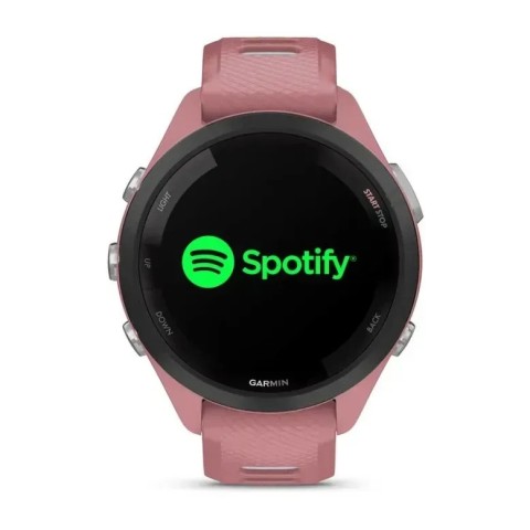 Смарт-годинник Garmin Forerunner 265s з чорним безелем, рожевим корпусом та рожевим/сірим силіконовим ремінцем