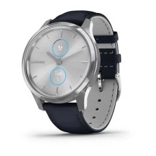 Смарт-годинник Garmin vivomove Luxe зі сріблястим корпусом та темно-синім ремінцем