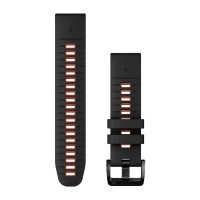 Ремінці для годинника Garmin QuickFit 22 силіконові, чорні/полум’яно-червоні